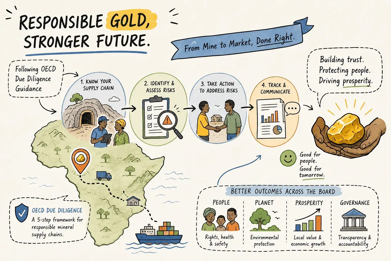 Illustration of OECD due diligence steps for African gold supply chains